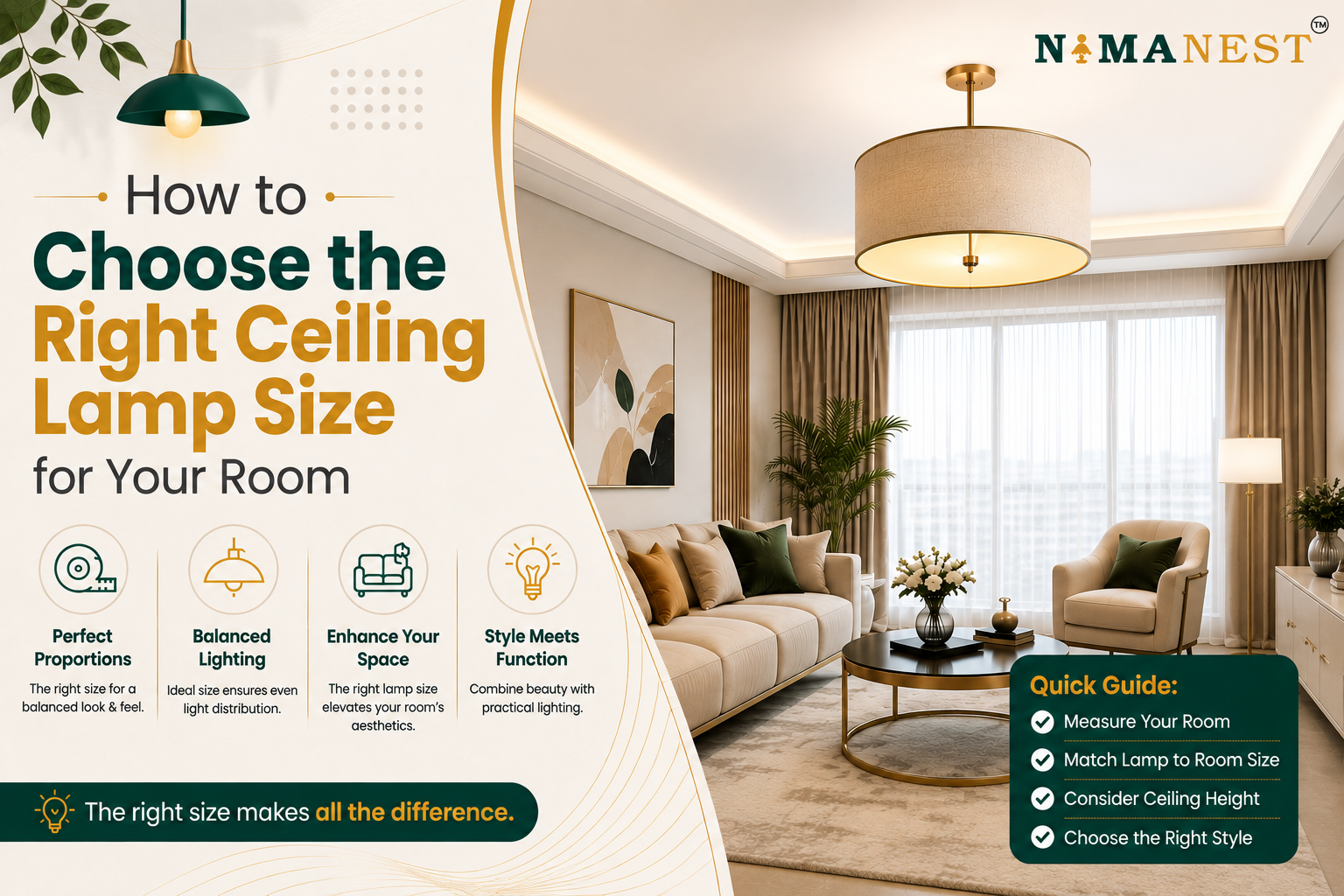 How to Choose the Right Ceiling Lamp Size for Your Room 1