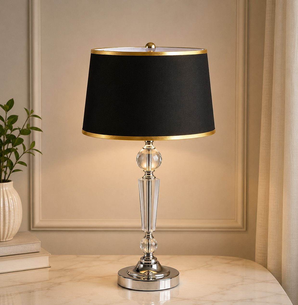 OEM Customized Black Gold Line Empire Fabric Lampshade - Copy