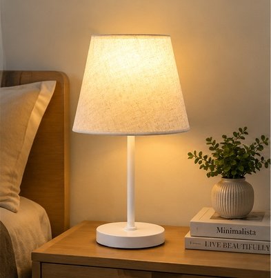Nimanest Decor Table Lamp | Vintage Luxury LED Fabric Table Lamp with Metal Base - Image 4