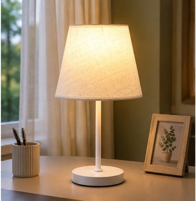 Nimanest Decor Table Lamp | Vintage Luxury LED Fabric Table Lamp with Metal Base - Image 3
