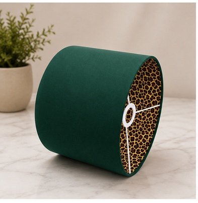 Nimanest Decor Lampshade | Retro Green Drum Leopard TC Fabric - Image 2