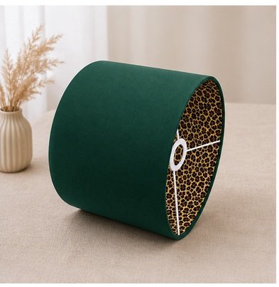 Nimanest Decor Lampshade | Retro Green Drum Leopard TC Fabric - Image 4
