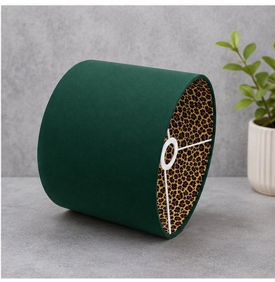 Nimanest Decor Lampshade | Retro Green Drum Leopard TC Fabric - Image 5