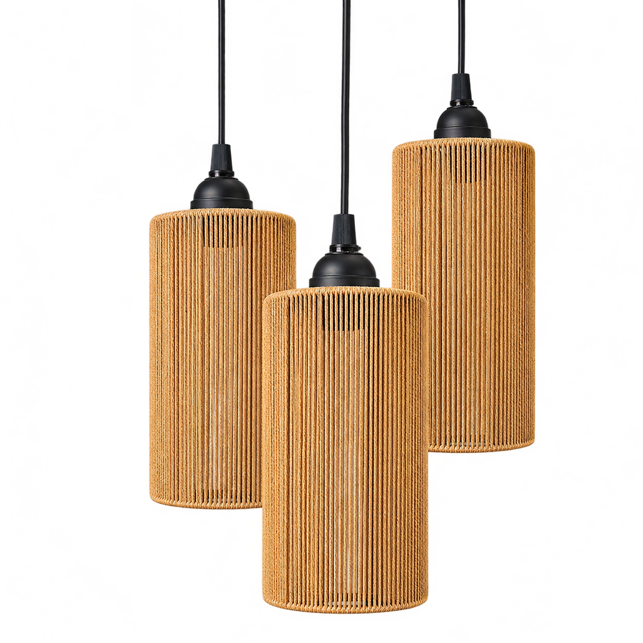 Raffia Weave Cylinder Pendant Lamp - Image 4