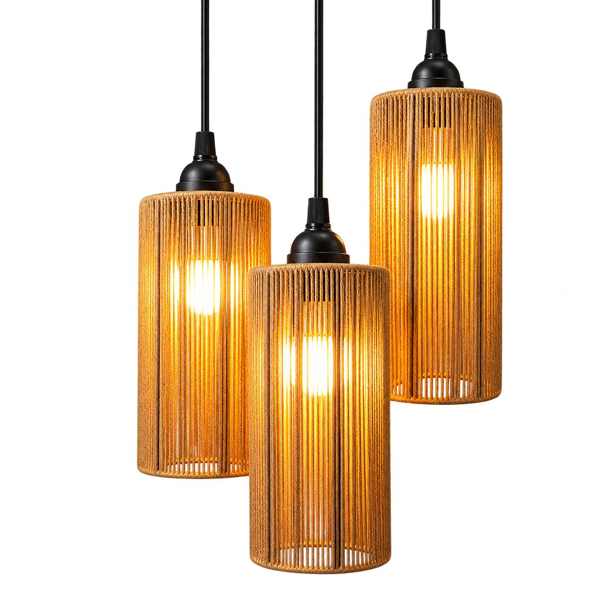 Raffia Weave Cylinder Pendant Lamp - Image 5